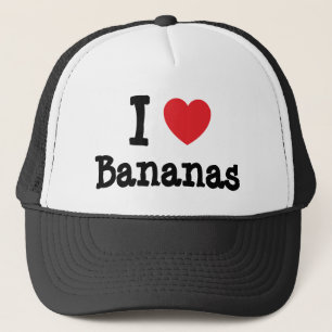 Boné Eu adoro Camiseta do coração de Bananas