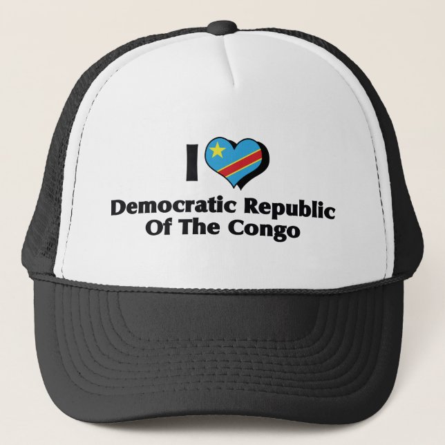 Boné Eu Amo a Bandeira da República Democrática do Cong (Frente)