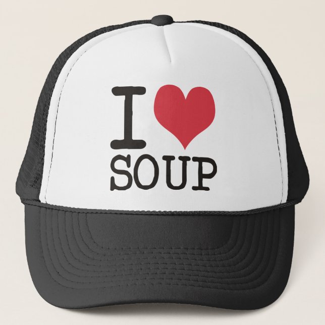 Boné Eu amo a sopa - vegetariano - produtos da pizza! (Frente)