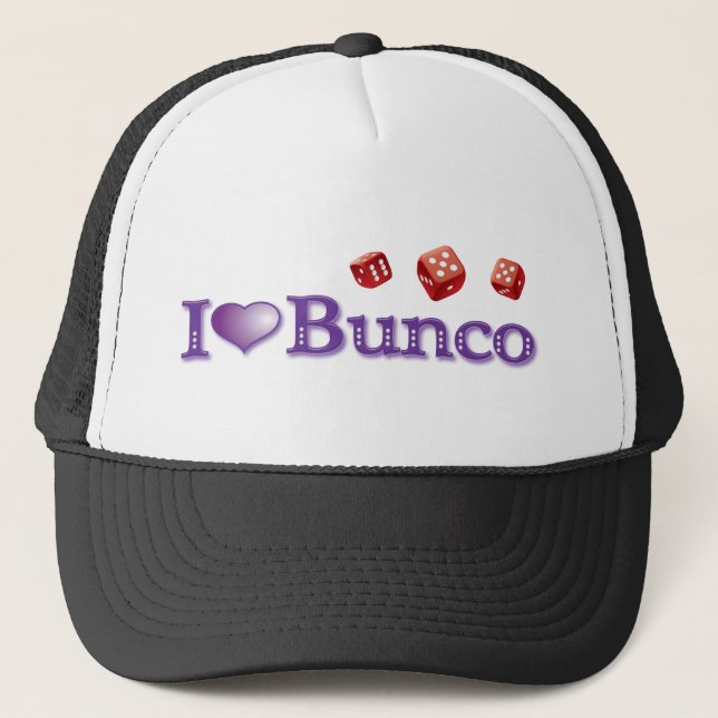 Boné Eu amo Bunco com dados vermelhos (Frente)