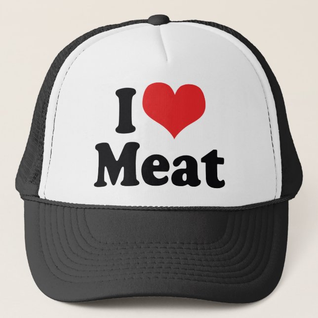 Boné Eu Amo Carne de Coração - Amante de Bife de Carne  (Frente)