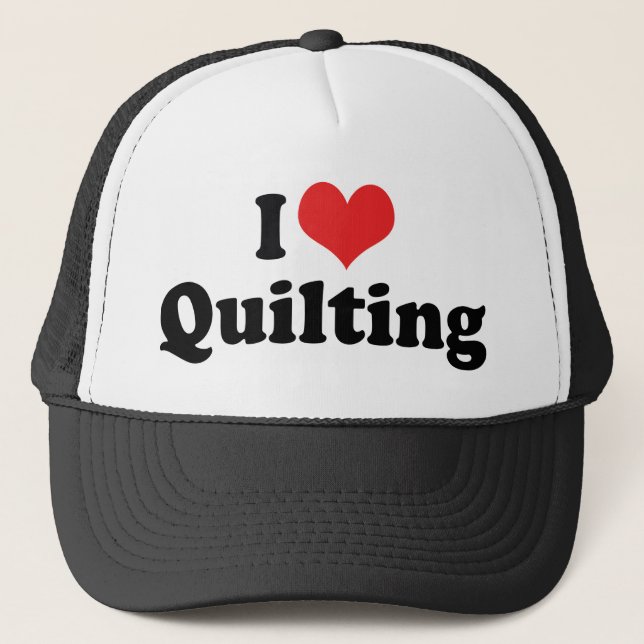 Boné Eu Amo Coração de Quilting - Costura Quilter (Frente)