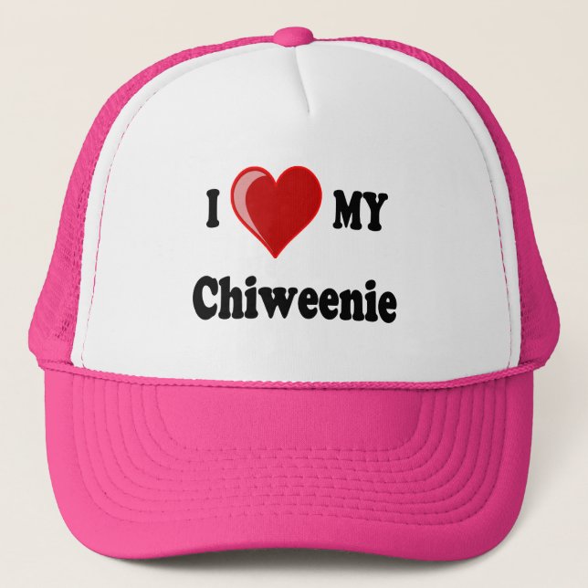 Boné Eu amo (coração) meu cão de Chiweenie (Frente)
