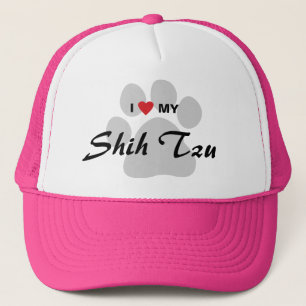 Boné Eu amo (coração) meu Shih Tzu Pawprint