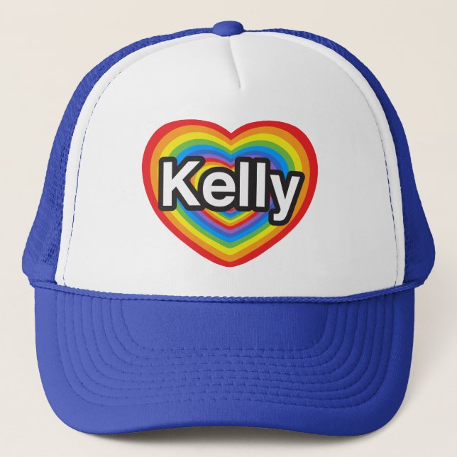 Boné Eu amo Kelly. Eu te amo Kelly. Coração (Frente)