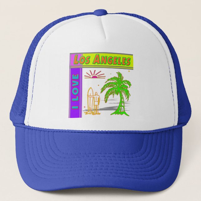 Boné "EU AMO Los Angeles" Sun Palm Tree & Surfer #2 Hat (Frente)