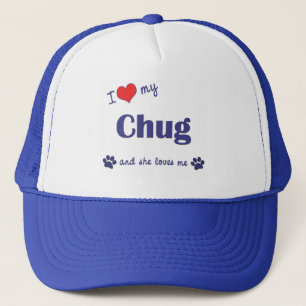 Boné Eu amo meu Chug (o cão fêmea)