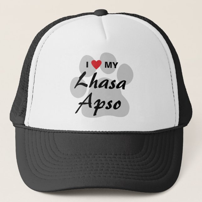 Boné Eu amo meu Lhasa Apso Pawprint (Frente)