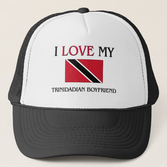 Boné Eu amo meu namorado de Trindade e Tobago (Frente)