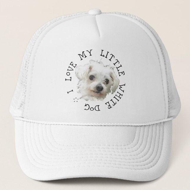 Boné Eu Amo Meu Pequeno Cachorro Branco - Maltese (Frente)