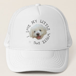 Boné Eu Amo Meu Pequeno Cão Branco Resgatado