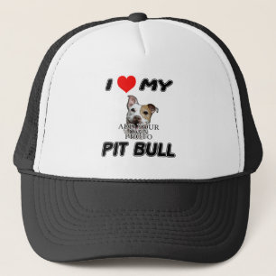 BONÉ EU AMO MEU PITBULL - ADICIONE SUA PRÓPRIA FOTO -