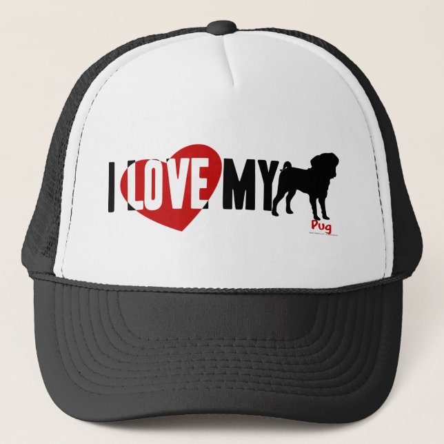 Boné Eu amo meu Pug (Frente)