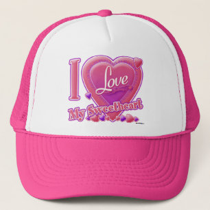 Boné Eu amo meu rosa do querido/roxo - coração