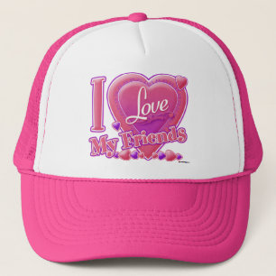 Boné Eu Amo Meus Amigos rosa/roxo - coração