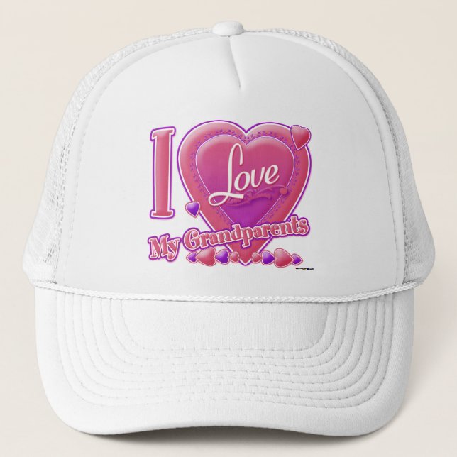 Boné Eu amo meus avós rosa/roxo - coração (Frente)