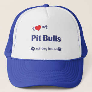 Boné Eu amo meus pitbull (os cães múltiplos)