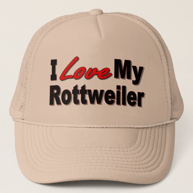 Boné Eu amo meus presentes e roupa do cão de Rottweiler (Frente)