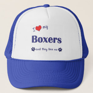 Boné Eu amo meus pugilistas (muitos cães)