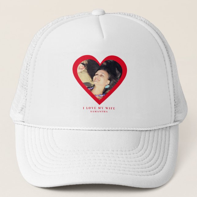 Boné Eu amo Minha Esposa Foto Personalizada (Frente)