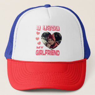 Boné Eu Amo Minha Foto Personalizada De Coração Rosa