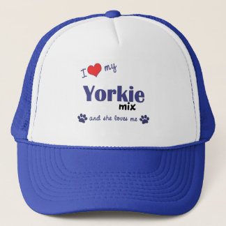 Boné Eu amo minha mistura de Yorkie (o cão fêmea)