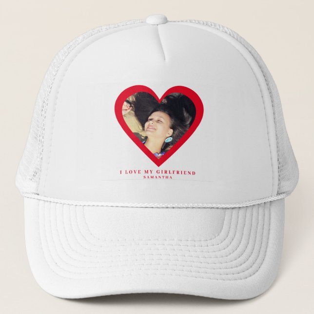 Boné Eu amo minha namorada foto personalizada (Frente)