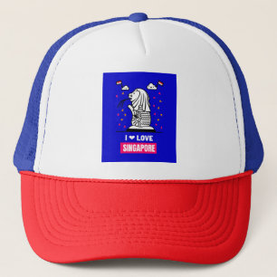 Boné Eu Amo O Design De Cingapura De Merlion Para Turis