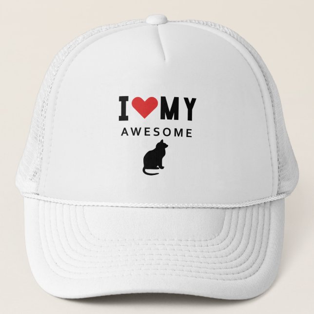 Boné Eu amo o meu cão de gato incrível (Frente)