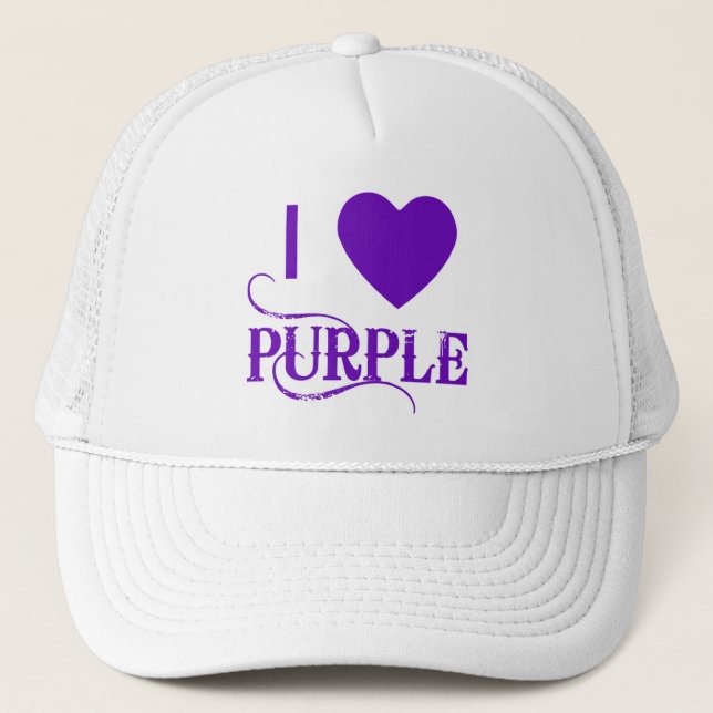 Boné Eu amo o roxo com Purple Heart (Frente)