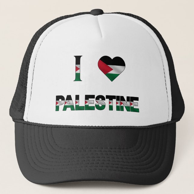 Boné Eu Amo Palestina Sinalizador Coração Liberdade (Frente)