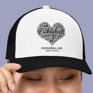Boné Eu Amo Pickleball Nome Personalizado Palavra Coraç