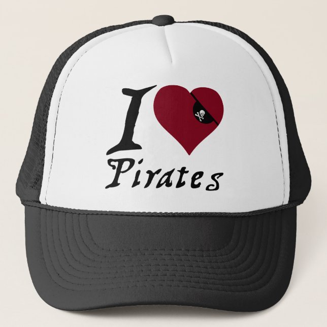 Boné Eu amo piratas (do coração) (Frente)