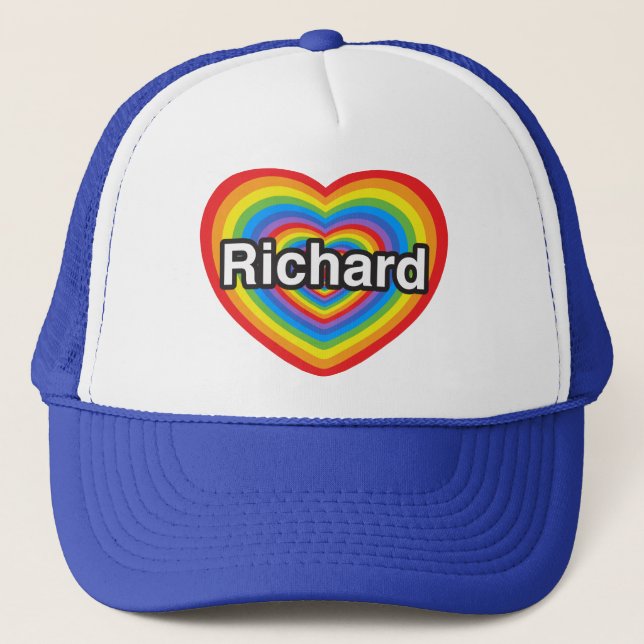 Boné Eu amo Richard. Eu te amo Richard. Coração (Frente)