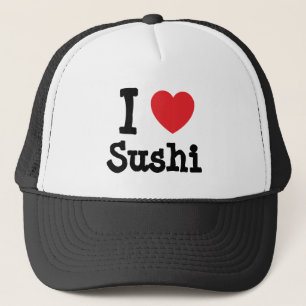 Boné Eu amo Sushi coração T-Shirt