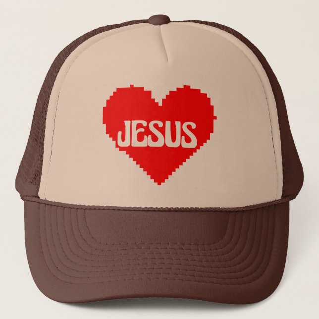 Boné Eu amo você Jesus arte pixel (Frente)