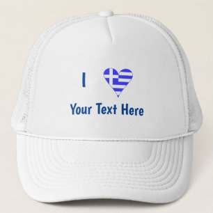 Boné Eu (Coração Bandeira Grega) Seu Texto