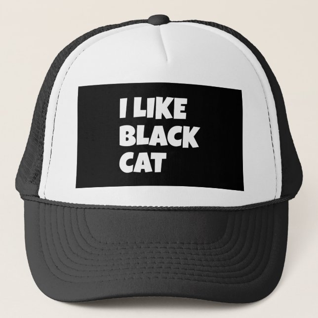 Boné Eu gosto de design de gato preto (Frente)