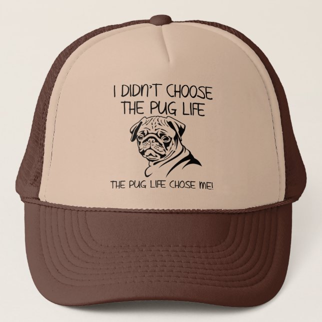 Boné Eu Não Escolhi a Vida de Pug Gorro de Beisebol Eng (Frente)