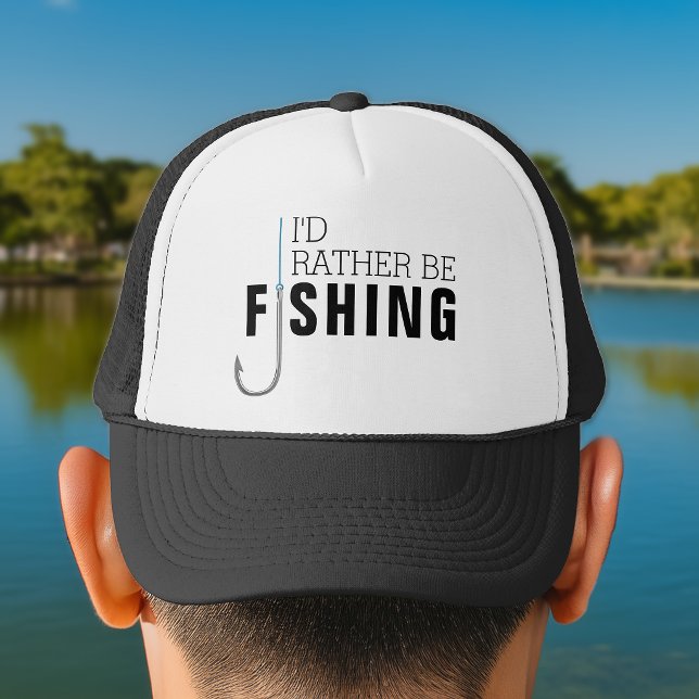 Boné Eu Preferiria Estar Pescando Anzol (I'd Rather Be Fishing Fishing Hook Trucker Hat)