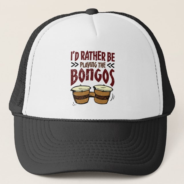 Boné Eu Preferiria Tocar os Bongôs Tocador de Bongô (Frente)