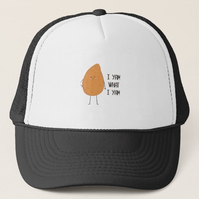 Boné Eu Sou O Que Eu Sou! Yam Vegetable Pun Incrível (Frente)