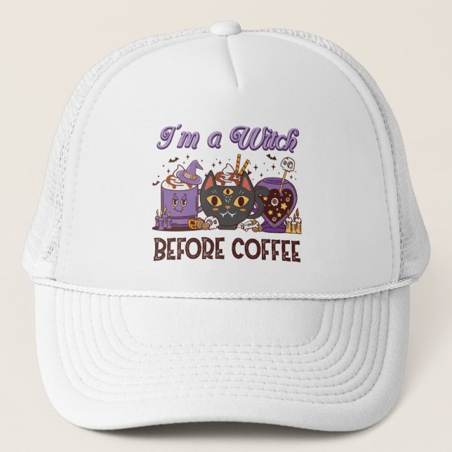Boné Eu sou uma bruxa antes do café (Frente)