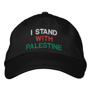 Boné Eu suporto com a Palestina um texto branco verde e