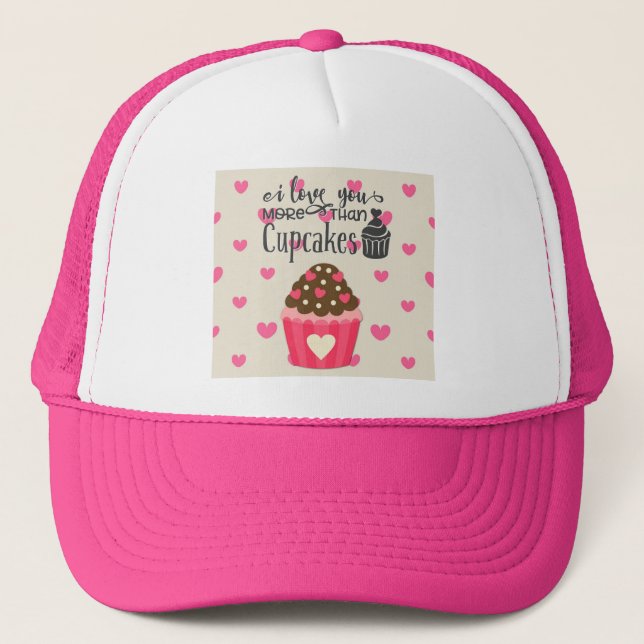 Boné Eu te amo mais do que Cupcakes, Trucker Hat (Frente)