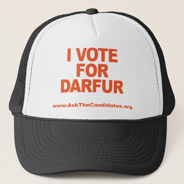 Boné Eu voto para o chapéu de Darfur (Frente)
