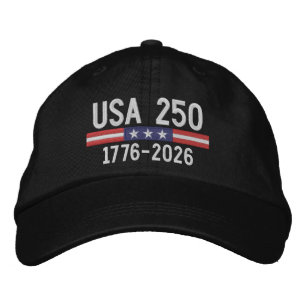 Boné EUA 250 com Barra da Bandeira Americana - vermelho