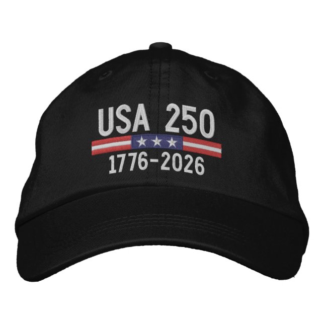 Boné EUA 250 com Barra da Bandeira Americana - vermelho (Frente)