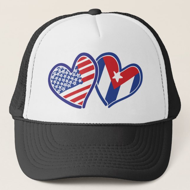 Boné EUA CUBA Flag Hearts (Frente)