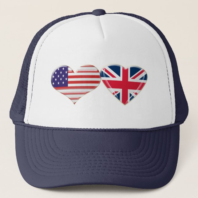 Boné EUA e design BRITÂNICO da bandeira do coração (Frente)